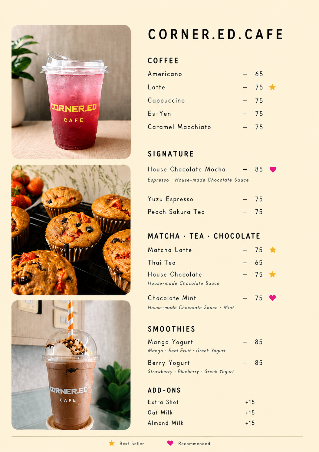 Corner.ed Café menu
